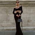 Slim Hollow Long-Sleeve Sexy Temperament Maxi Dress image 5
