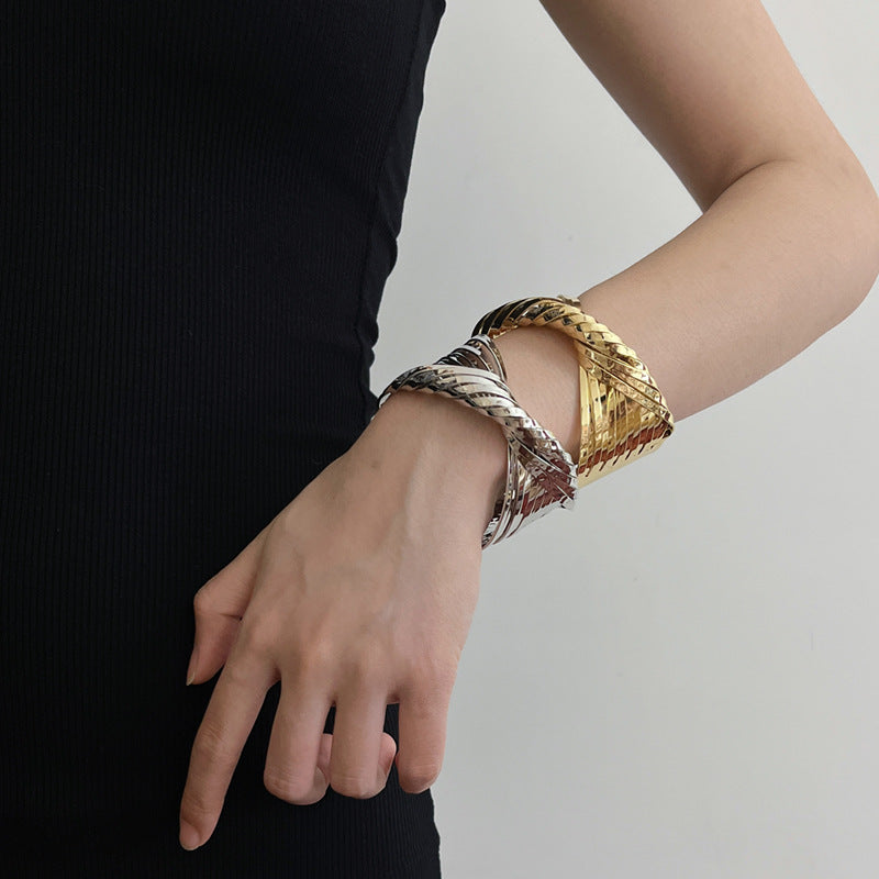 Metal Cross Wrap Irregular Open Bracelet image 2