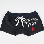 Sporty Casual Number Print Color Block Shorts image 4