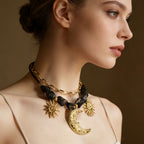 Sun Moon Stainless Steel Resin Beaded NeckLace image 2