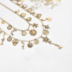 Vintage Heart Sun Moon Tassel NeckLace image 2