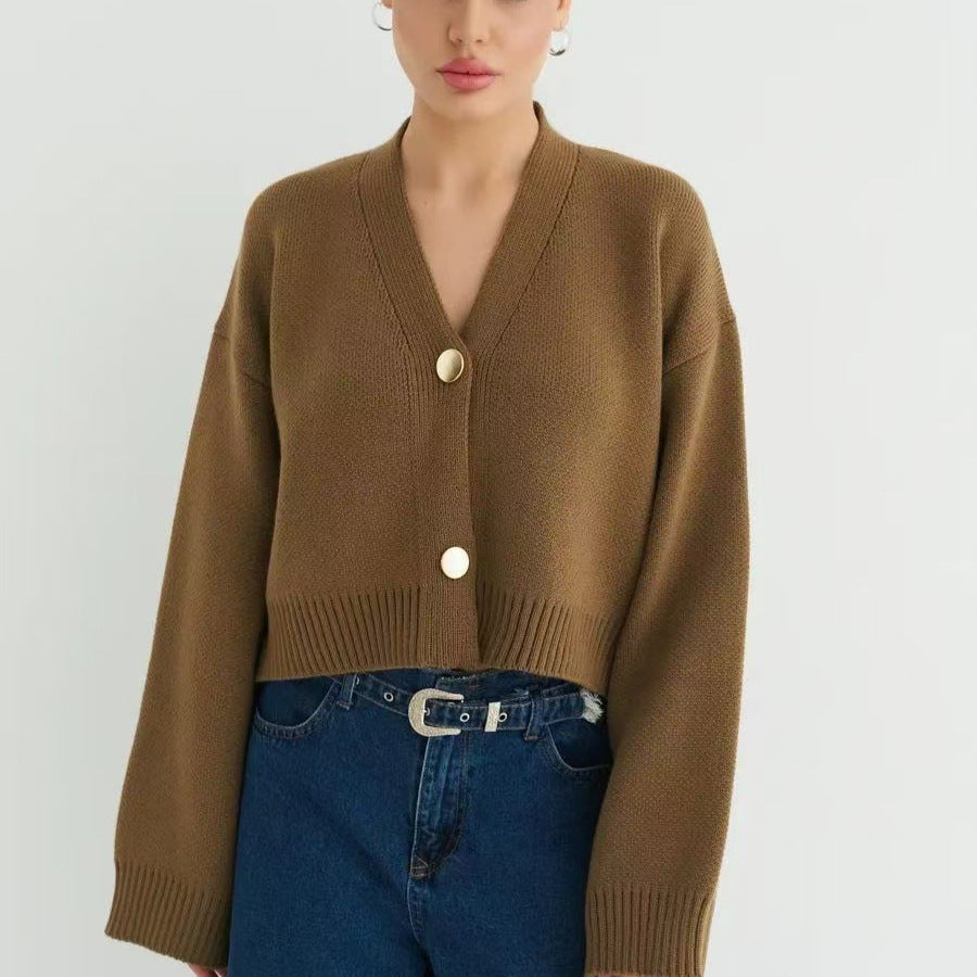 Custom Solid Color V-Neck Loose Knit Cardigan image 9