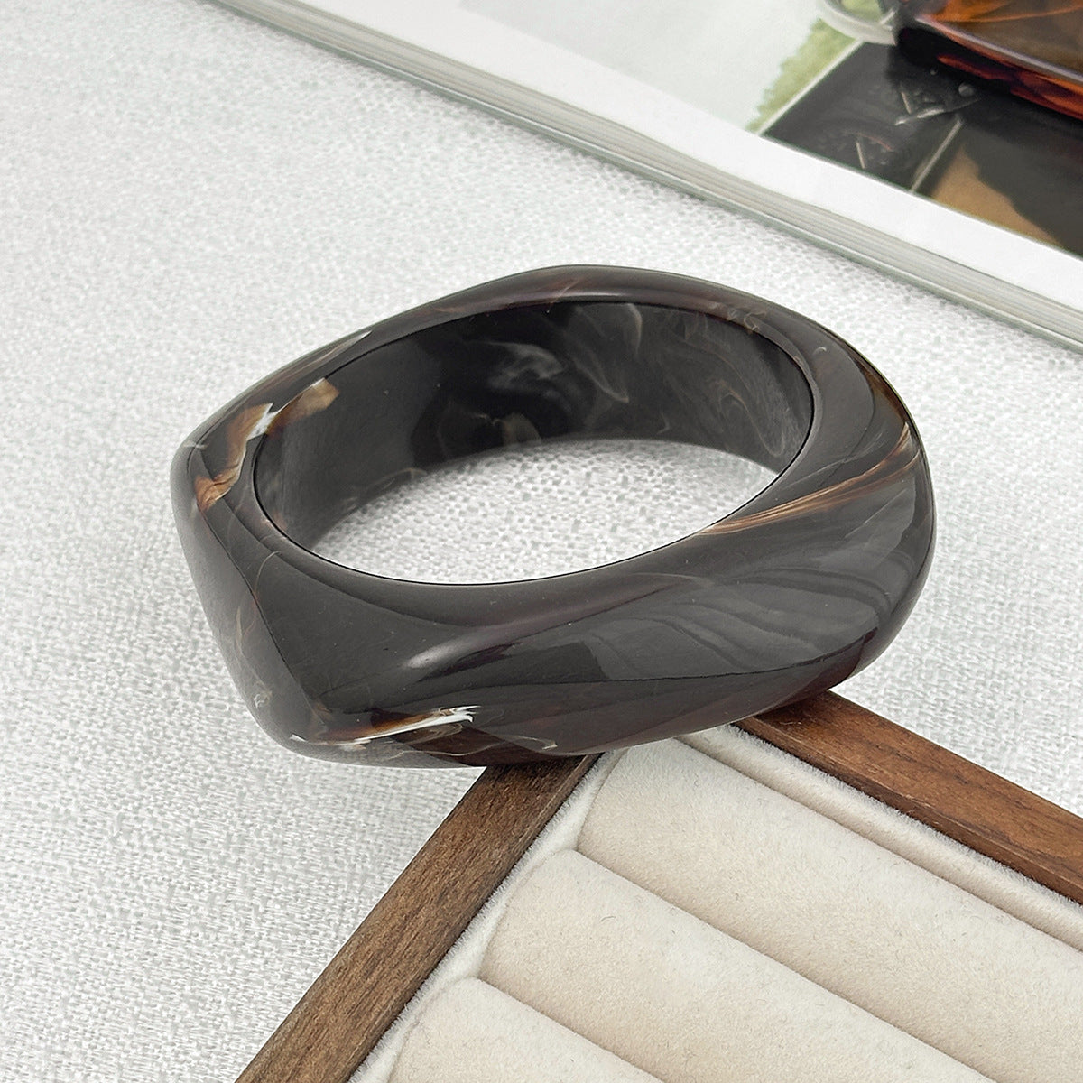 Tie Dye Acrylic Wide Curved Vintage Bracelet image 10