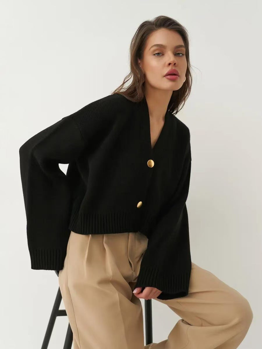 Custom Solid Color V-Neck Loose Knit Cardigan image 13