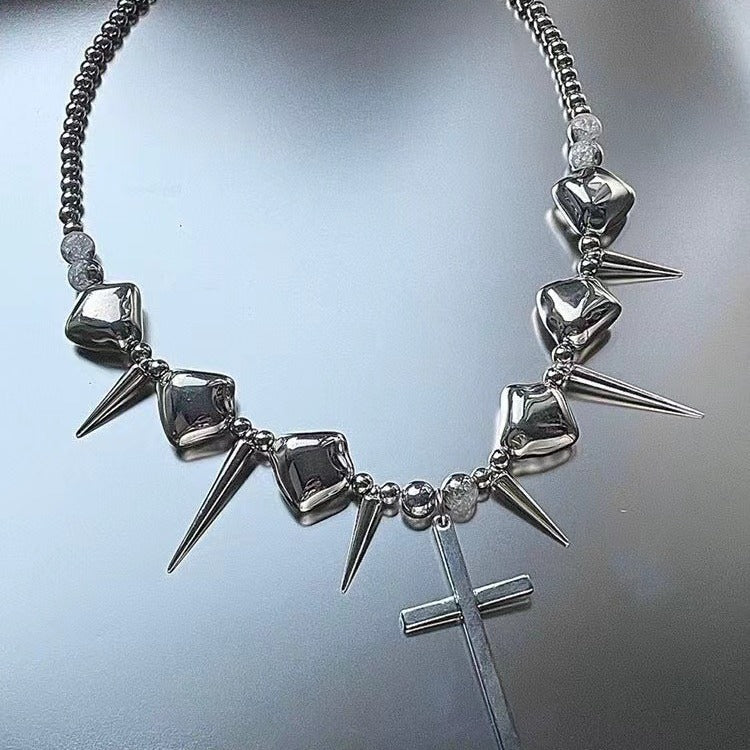 Cross Rivet Punk Titanium Steel NeckLace image 2