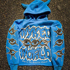 Y2K Chic Street Print Devil Horn Hoodie image 2