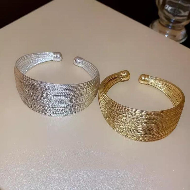 Brushed Multi Layer Open Wide Bracelet image 9