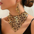 Leopard Print Sequin Triangle Scarf NeckLace image 1
