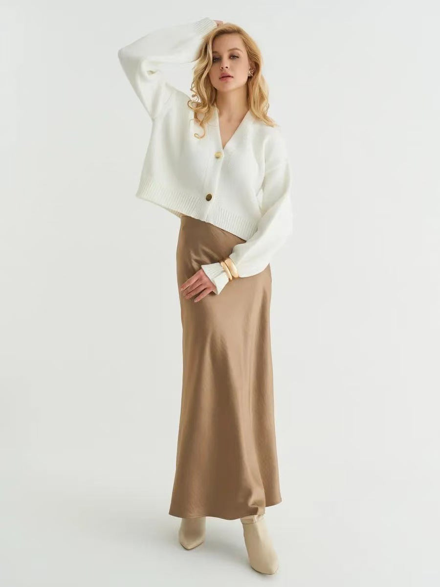 Custom Solid Color V-Neck Loose Knit Cardigan image 20