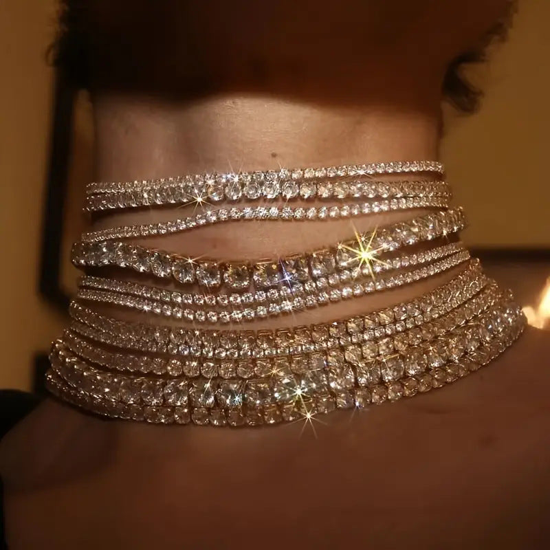 Shiny Multi Row Rhinestone Eco NeckLace image 2