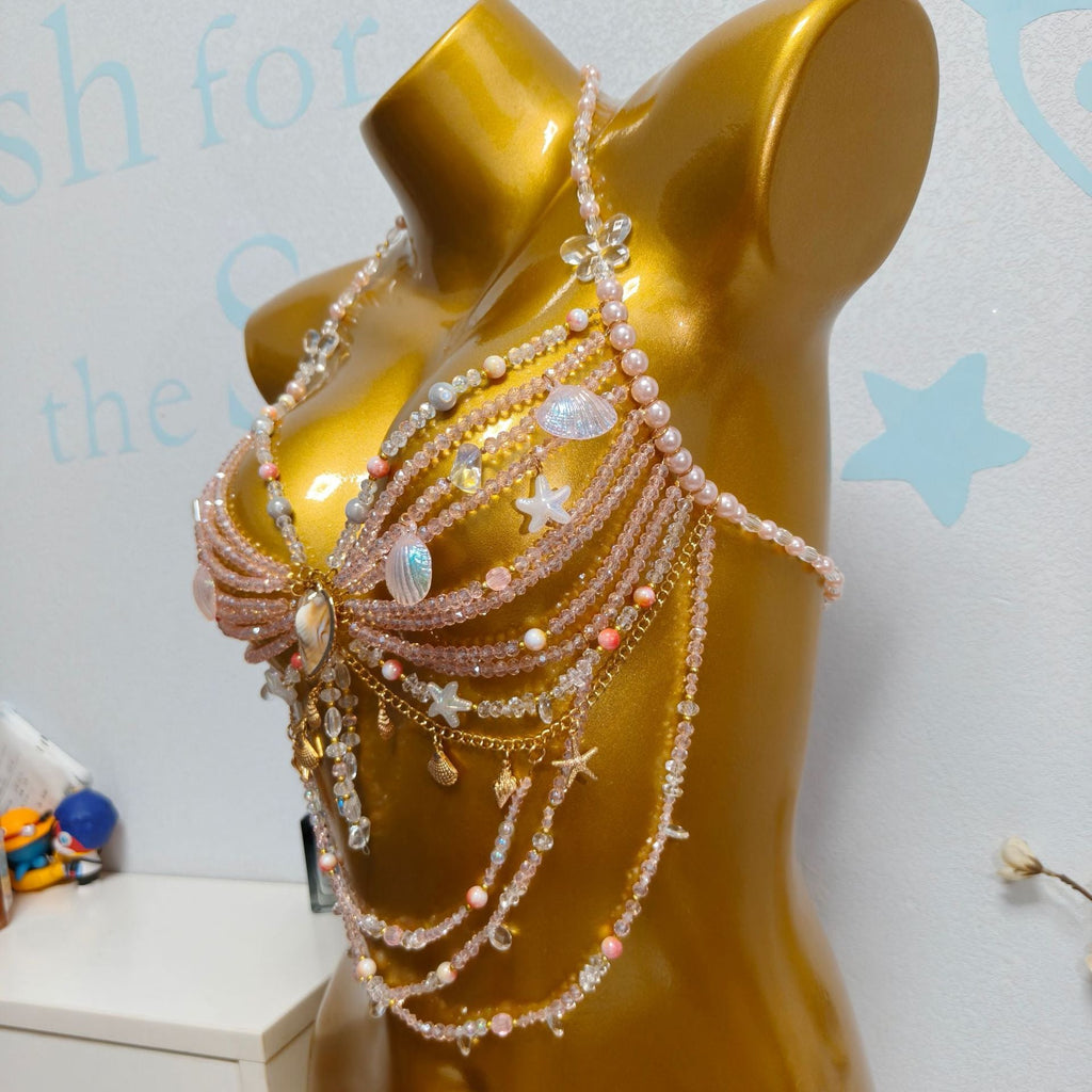 Ocean Style Pearl Beaded Chest Body Chain image 3
