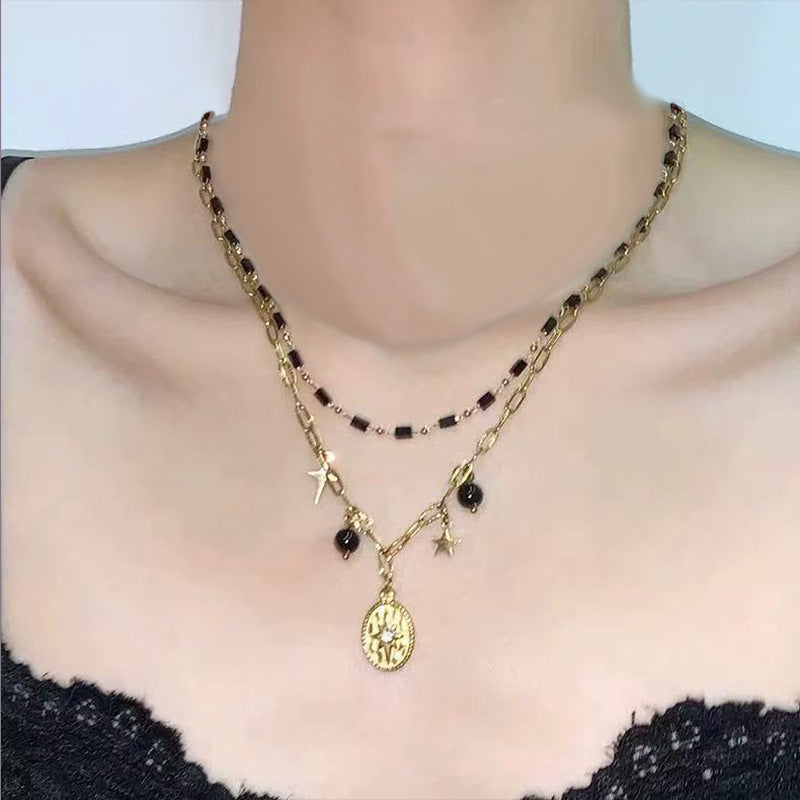 Double Layer Sunflower Cross Snake NeckLace image 4