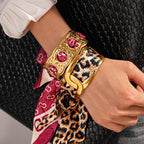 Stainless Steel Hollow Fabric Open Bracelet image 1