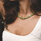 Green Natural Stone Round Beaded NeckLace image 2