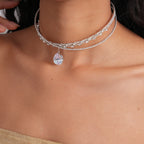 Zircon Rhinestone Waterdrop Crisscross Double Layer NeckLace image 2
