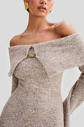 Slim Fitted Off-Shoulder Long Sleeve Sweater Dress image 5