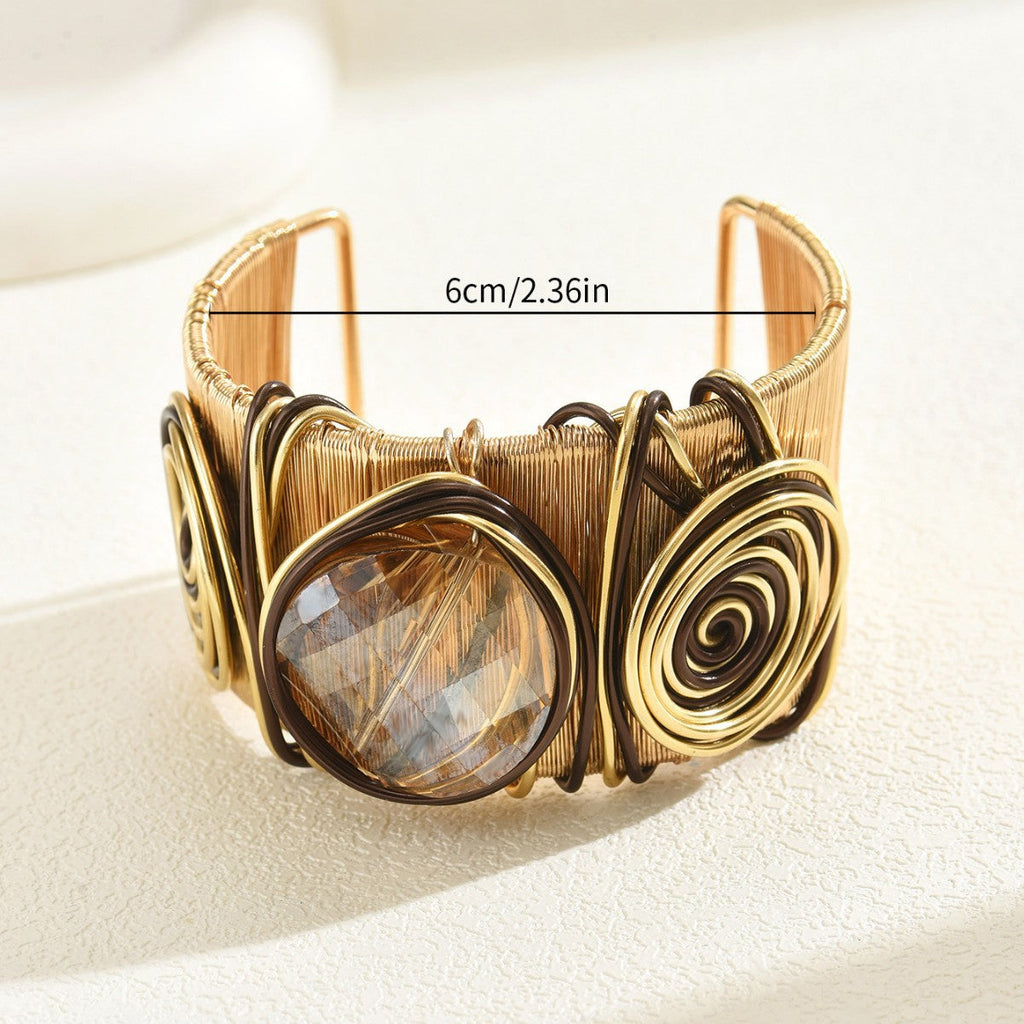 Twisted Round Gem Thread Open Bracelet image 4