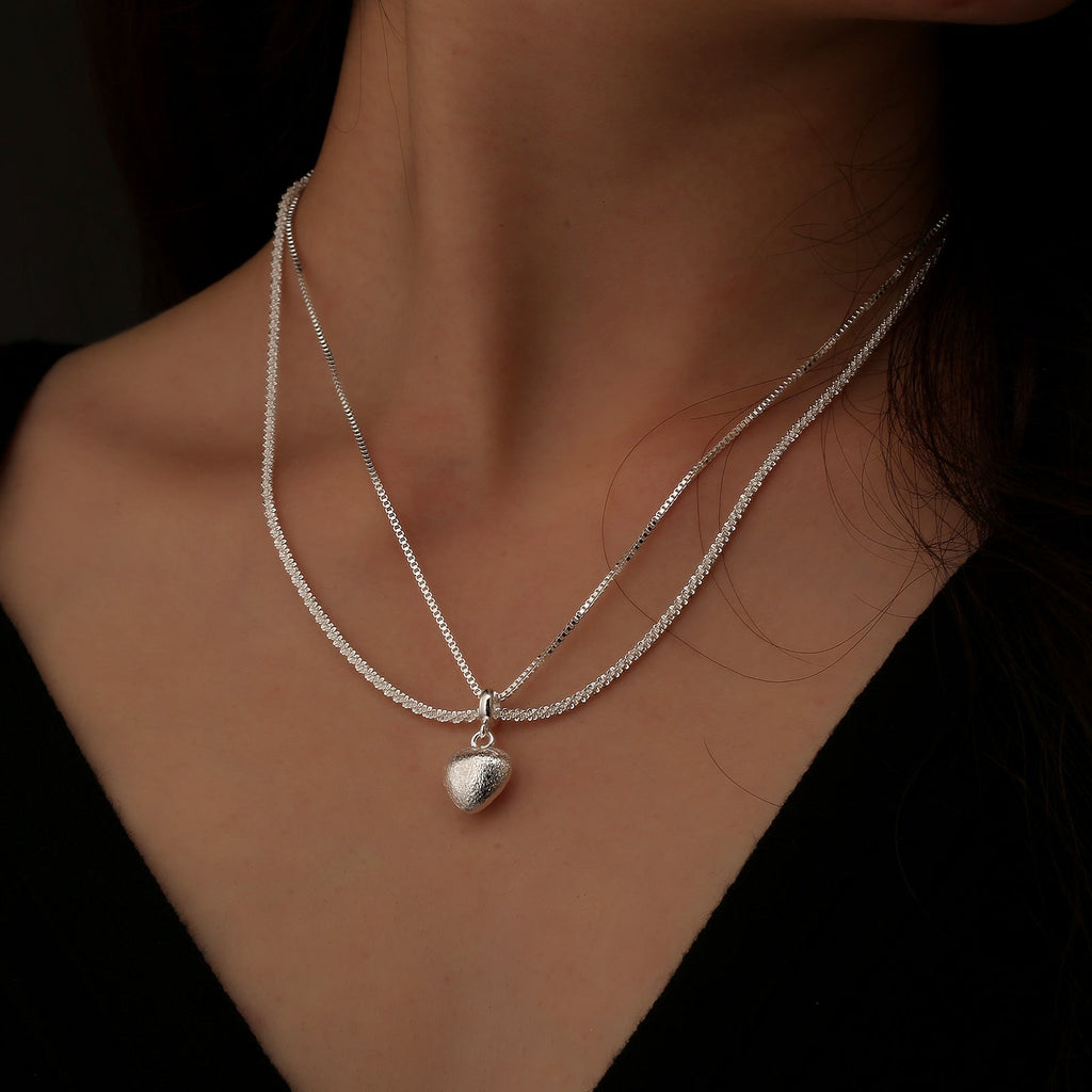 Minimal Double Layer Heart Pendant NeckLace image 1