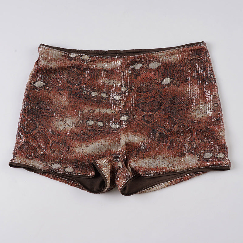 Vintage Snakeskin Sequin Low Waist Shorts image 5