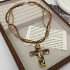 Gothic Cross Multi Layer Beaded NeckLace image 4
