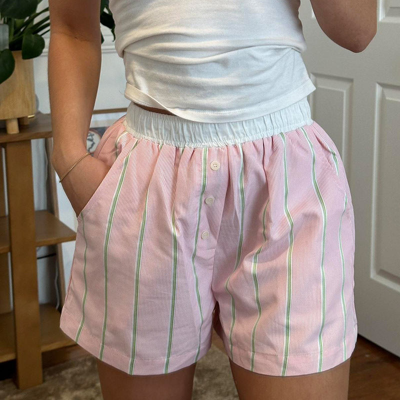 Chic Loose Color Block Striped Shorts image 2