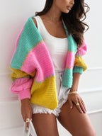 Lazy-Style Color-Block Loose Knit Cardigan image 5