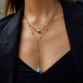 Titanium Blue Turquoise Double Layer Y-shaped NeckLace image 2