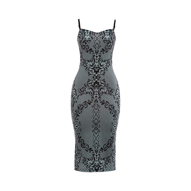 Cami Plunge Cutout Back Slit Print Maxi Dress image 6