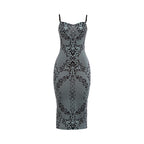 Cami Plunge Cutout Back Slit Print Maxi Dress image 6