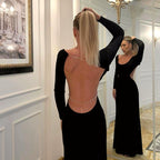 Backless Chain Long Sleeve Split Party Dress image 14
