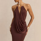 Ruffle Cowl Neck Bodycon Maxi Dress image 3