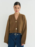 Custom Solid Color V-Neck Loose Knit Cardigan image 7