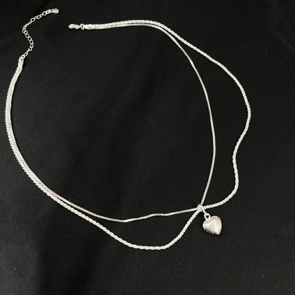 Minimal Double Layer Heart Pendant NeckLace image 2