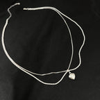 Minimal Double Layer Heart Pendant NeckLace image 2