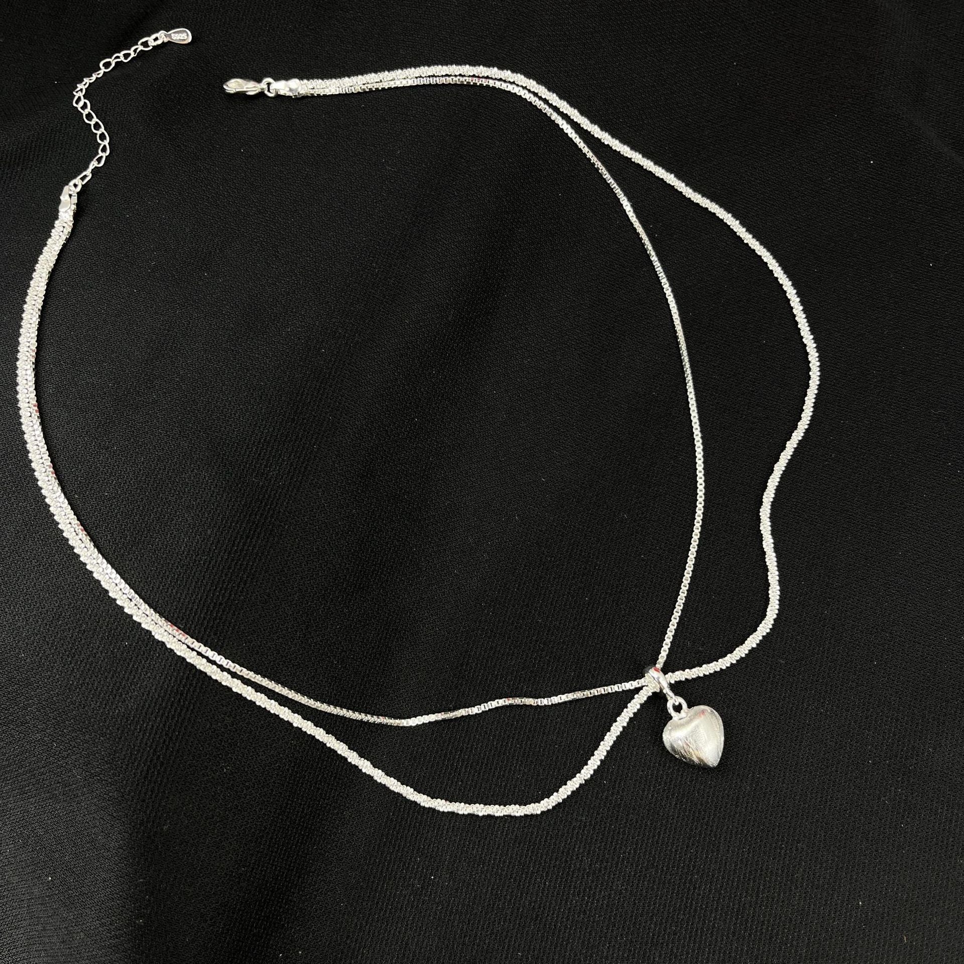 Minimal Double Layer Heart Pendant NeckLace image 2