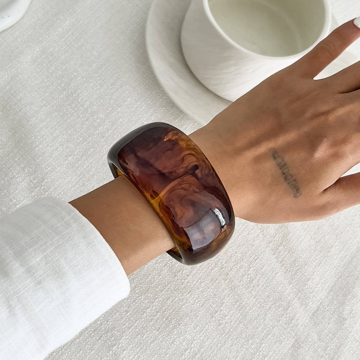 Wide Marble Texture Translucent Bracelet image 6