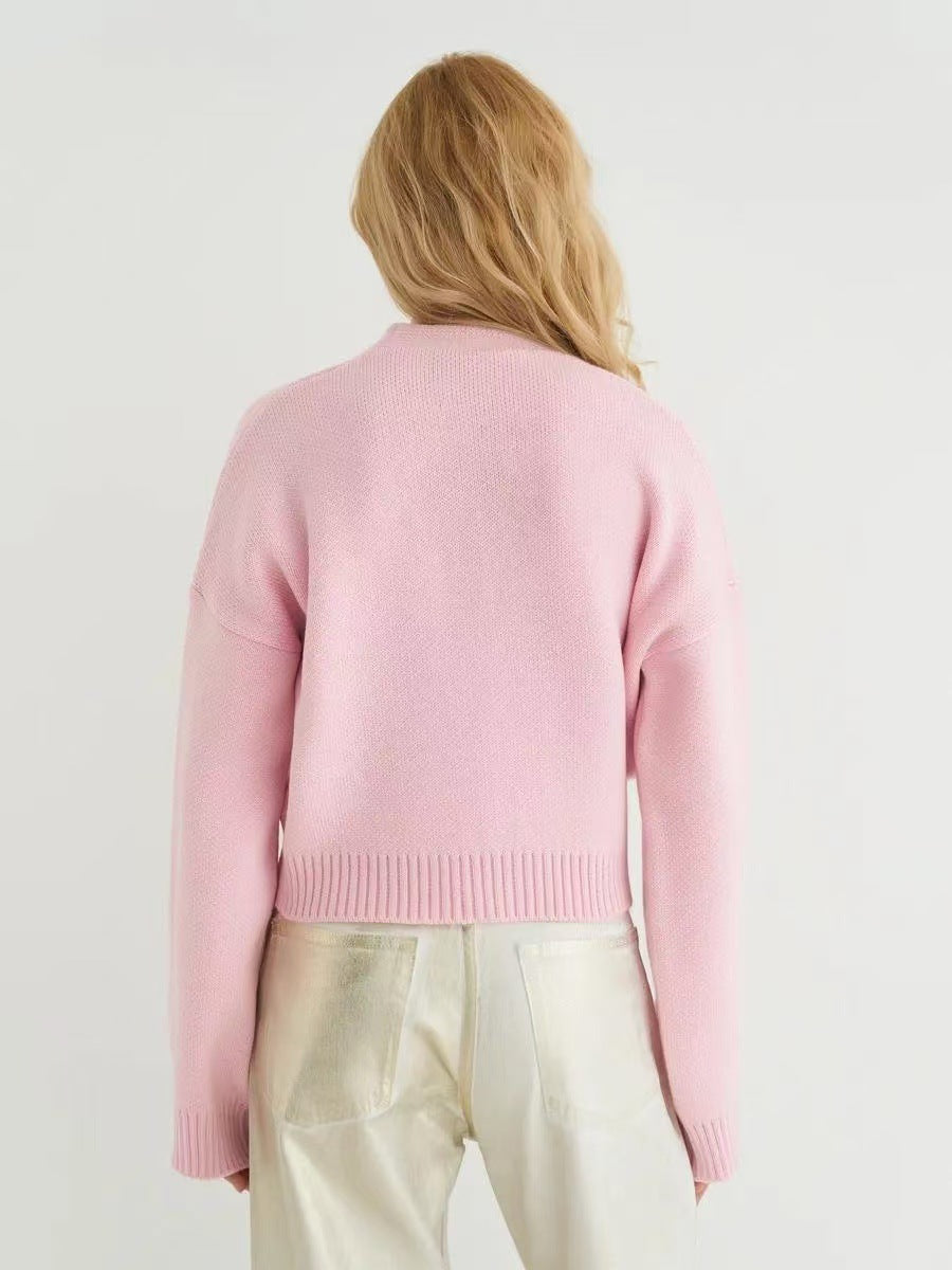 Custom Solid Color V-Neck Loose Knit Cardigan image 5