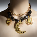 Sun Moon Stainless Steel Resin Beaded NeckLace image 1