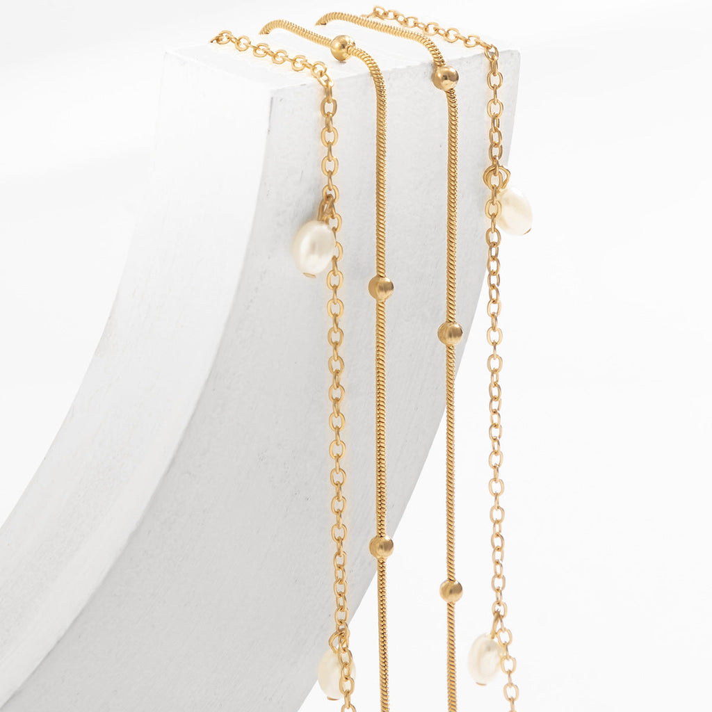 Sweet Cool Stackable Faux Pearl Metal Waist Body Chain image 4