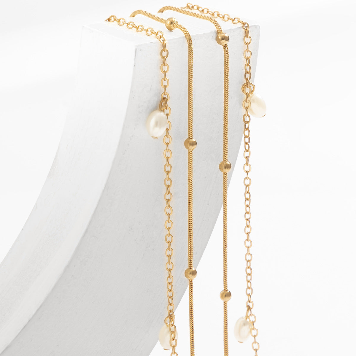 Sweet Cool Stackable Faux Pearl Metal Waist Body Chain image 4