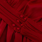 Ruched Puff Sleeve V Neck Waist Belt Satin A Line Mini Dress image 6