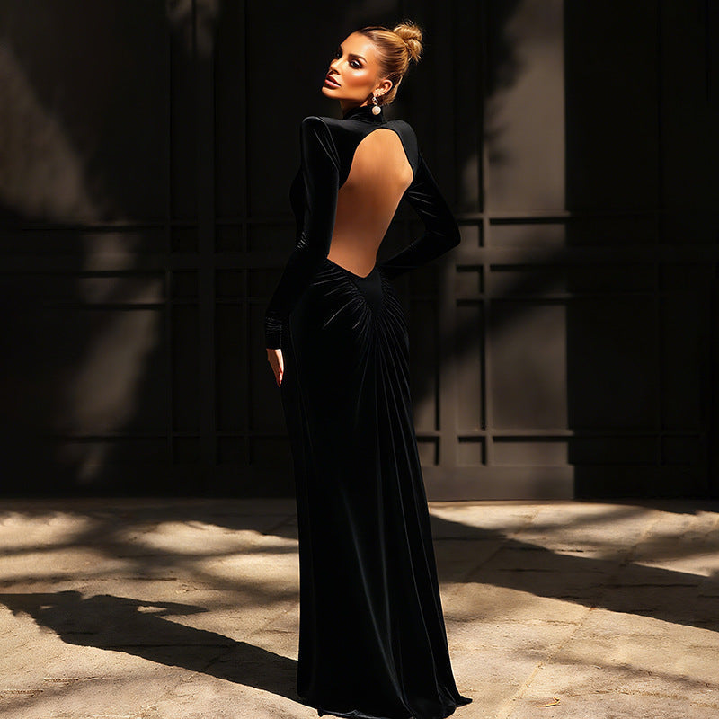 Sexy High Neck Backless Maxi Dress image 9