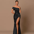 Silk Gloss Off-Shoulder Split Party Dress image 7