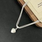 Minimal Double Layer Heart Pendant NeckLace image 4