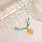 Stainless Steel Natural Stone Pearl Starfish Sun NeckLace image 5