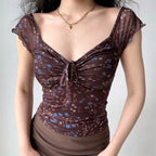 Ruched Floral V Neck Slim Sexy Blouse image 3