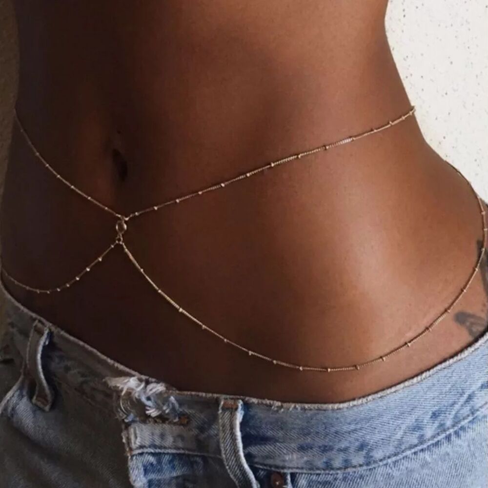 Thin Chain Rhinestone Metal Waist Body Chain image 1