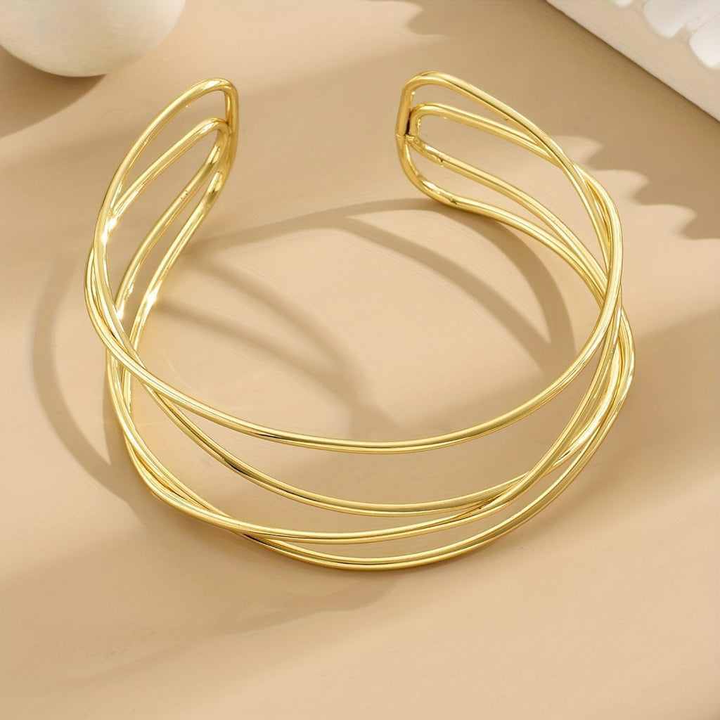 Geometric Hollow Minimalist Open Bracelet image 3