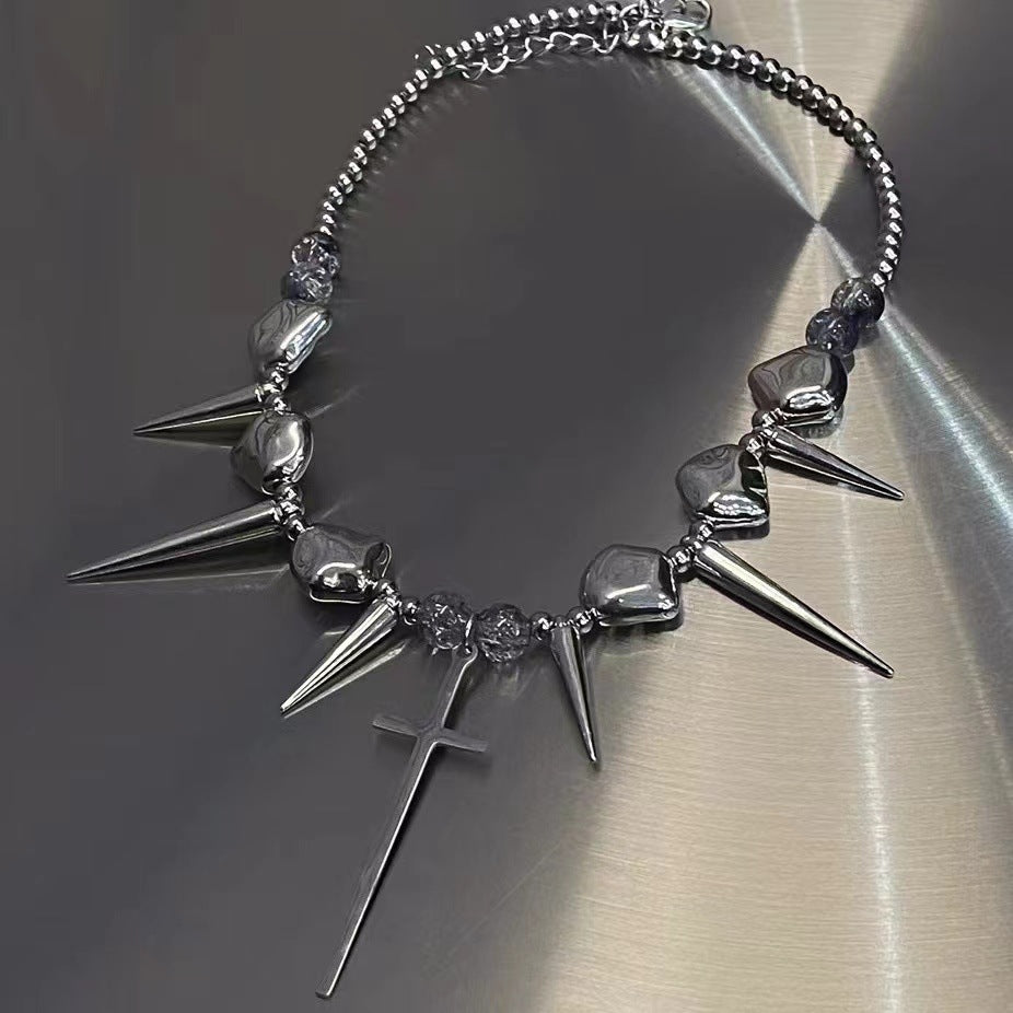 Cross Rivet Punk Titanium Steel NeckLace image 3