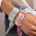 Stainless Steel Round Hollow Fabric Open Bracelet image 1